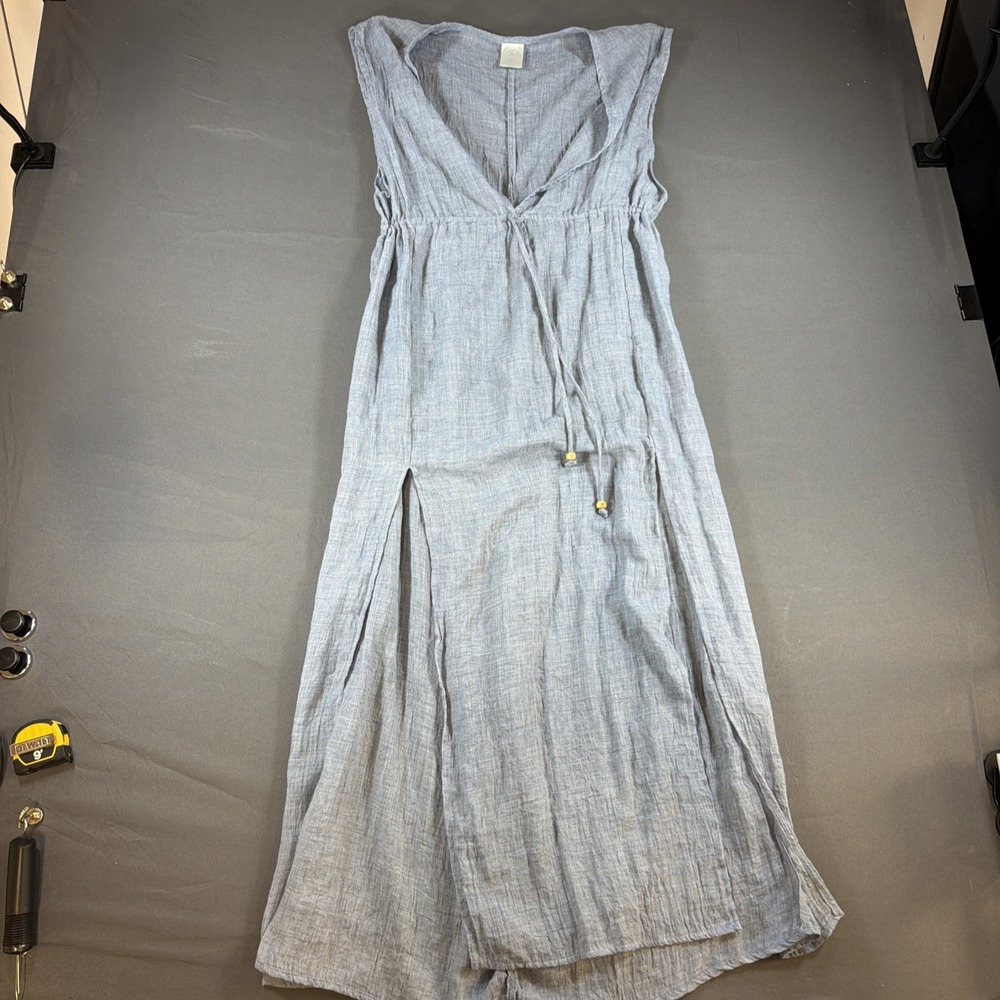 Kona Sol Women's Tie-Front Midi Cover Up Dress Light Chambray Size Medium